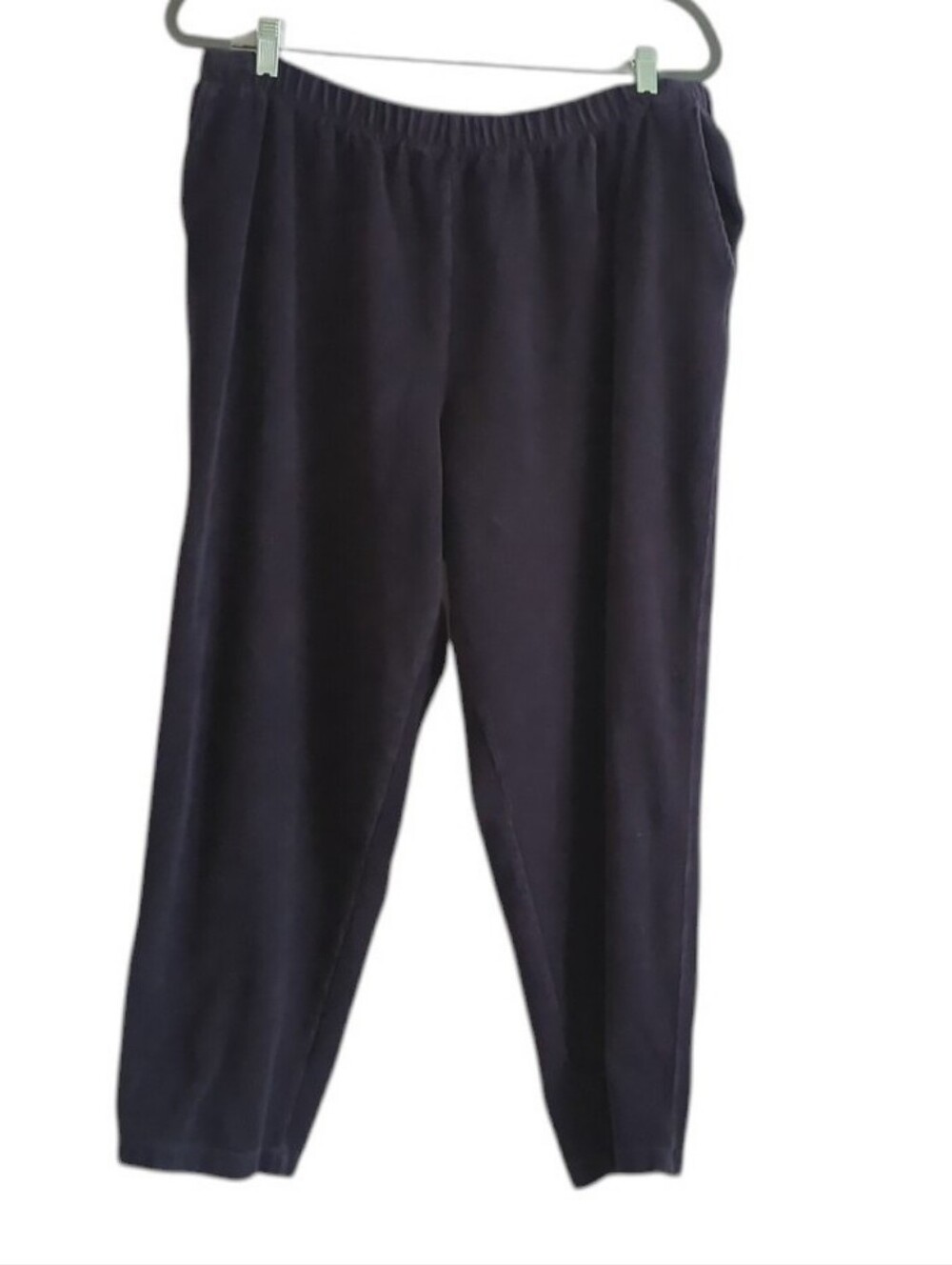 Lands End Dark Dark Blue Ribbed Knit Tapered Leg Elastic Waist Pants Size XL/P
